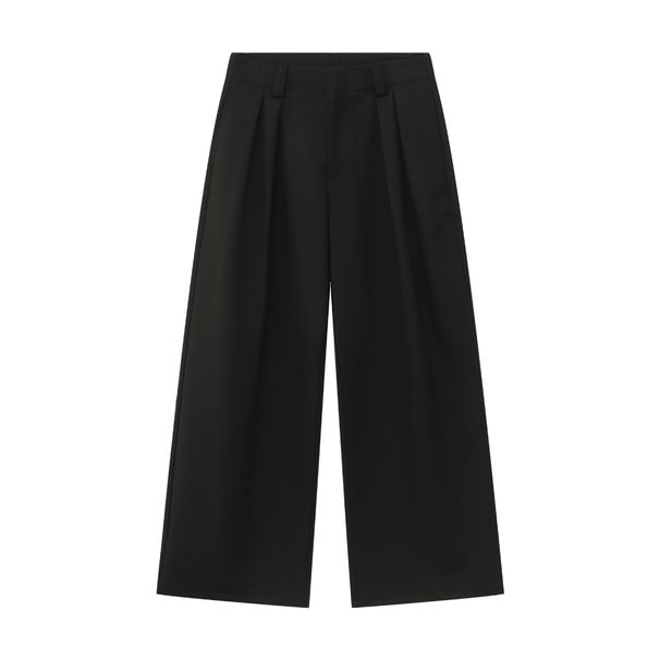 Nirben Men's Basic Style 3D Double Pleated A-Line Loose Fit Commuting Trousers Casual Long Pants for Men_viptrois.com