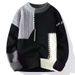 Splicing Contrasting Sweater Men's Knitted Sweater Loose Sweater_viptrois.com