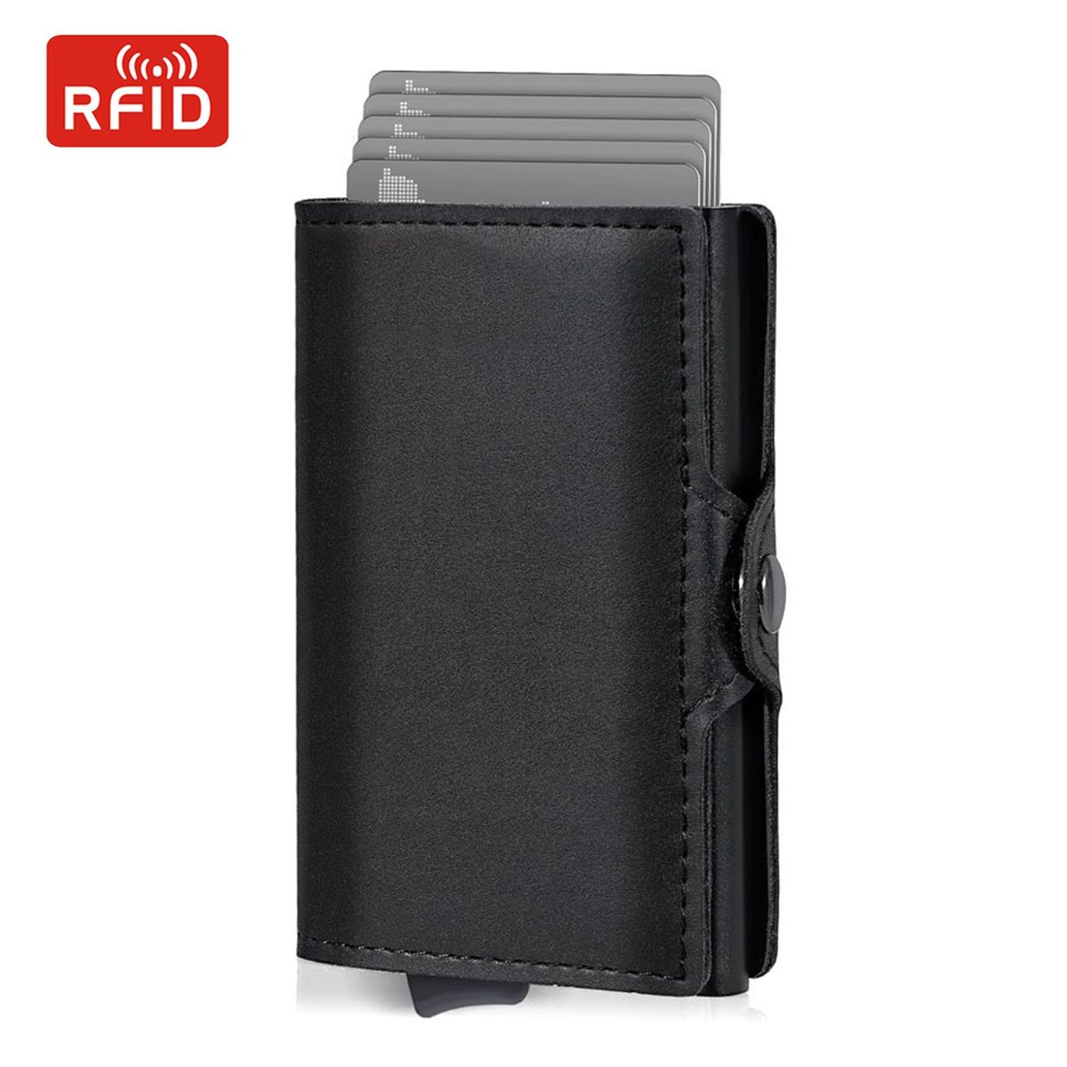 Men's 20% Off Automatic Aluminum Box Card Holder High Grade RFID Multi Card Slot Zipper Coin Pocket Card Holder_viptrois.com