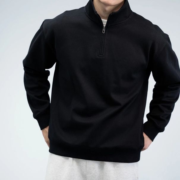 Comfotable Men's Slim Fit Fashion Tend Vesatile Pullove Stand Colla Sweatshit Half Zippe Spots Wam Autumn_viptrois.com