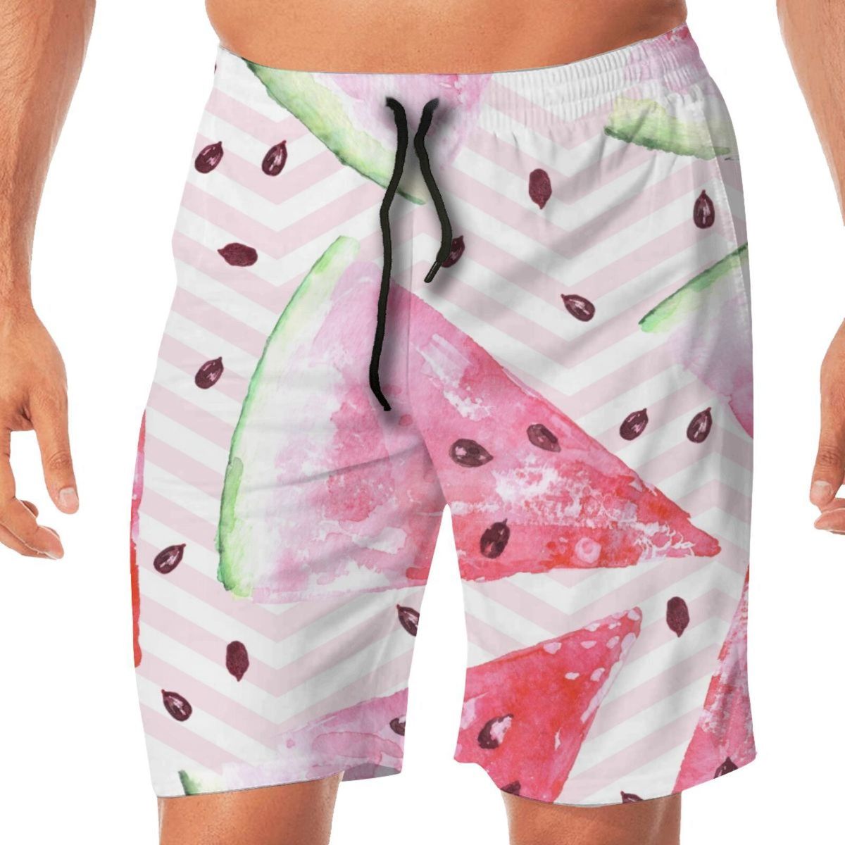 Men's 3D Watermelon Print Beach Shorts Casual Loose Quick Drying Breathable Hawaiian Style Summer Wear_viptrois.com