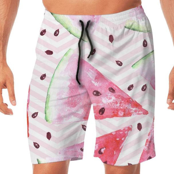 Men's 3D Watermelon Print Beach Shorts Casual Loose Quick Drying Breathable Hawaiian Style Summer Wear_viptrois.com