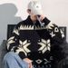 Pure Autum Witer America Retro Style Uique Kitted Sweater Jacket Me's Tredy Brad Jacquard Desig Loose Casual_viptrois.com