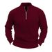 Loom Autumn Long Sleeve Knitted 2025 New European And American Style Casual Pullover Half-Zip Solid Color Stand Collar_viptrois.com
