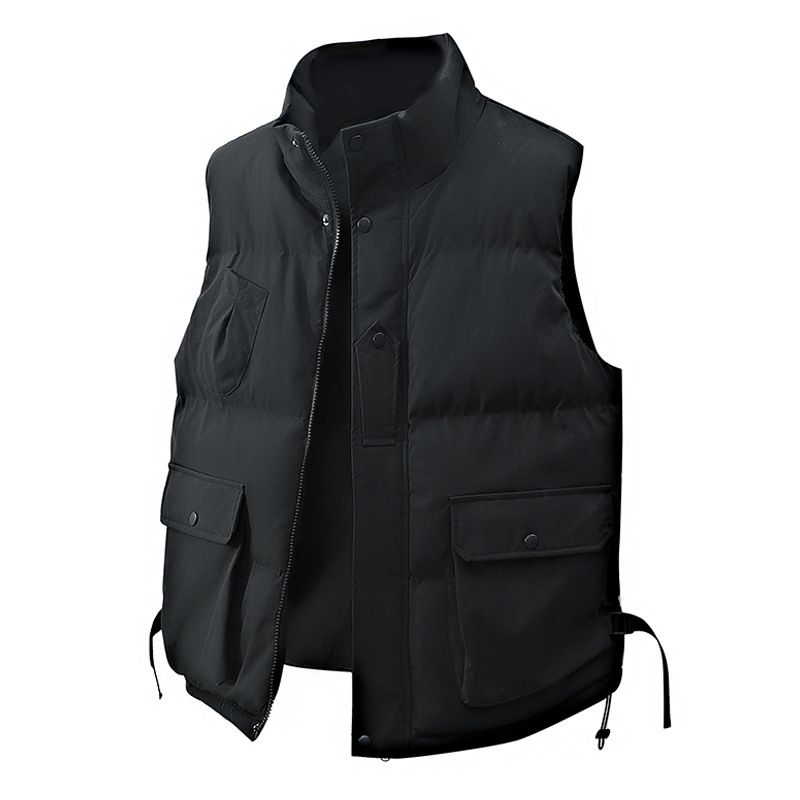 Men’s Stand Collar Vest – Winter Workwear Style With Double-Breasted Buttons & Corduroy Fabric (Black/Army Green/Coffee/Beige, Sizes M-5XL)_viptrois.com
