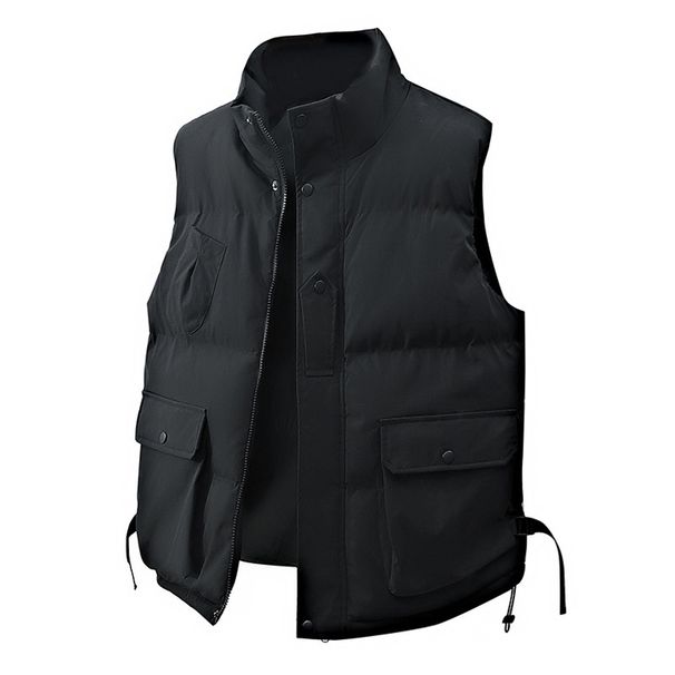 Men’s Stand Collar Vest – Winter Workwear Style With Double-Breasted Buttons & Corduroy Fabric (Black/Army Green/Coffee/Beige, Sizes M-5XL)_viptrois.com
