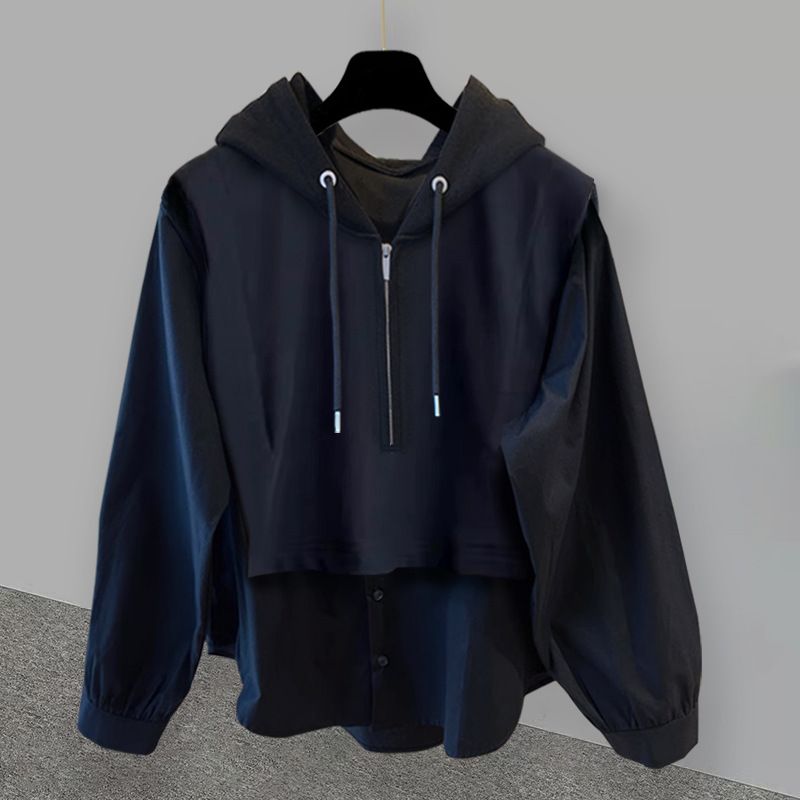 Men's Clothing two piece half zip hooded sweatshirt suit for men spring and autumn casual handsome jacket and trousers complete set_viptrois.com