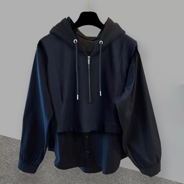 Men's Clothing two piece half zip hooded sweatshirt suit for men spring and autumn casual handsome jacket and trousers complete set_viptrois.com