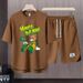 Men's Clothing 2024 Waffle Casual Summer Suit Men's Loose Teen Short sleeved T shirt Shorts Handsome Two piece Suit_viptrois.com