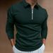 2025 Cross Border European And American Men's Autumn Sports Fitness Casual Stand Collar Elastic Vertical Striped Long Sleeve Zip Up Polo Shirt_viptrois.com