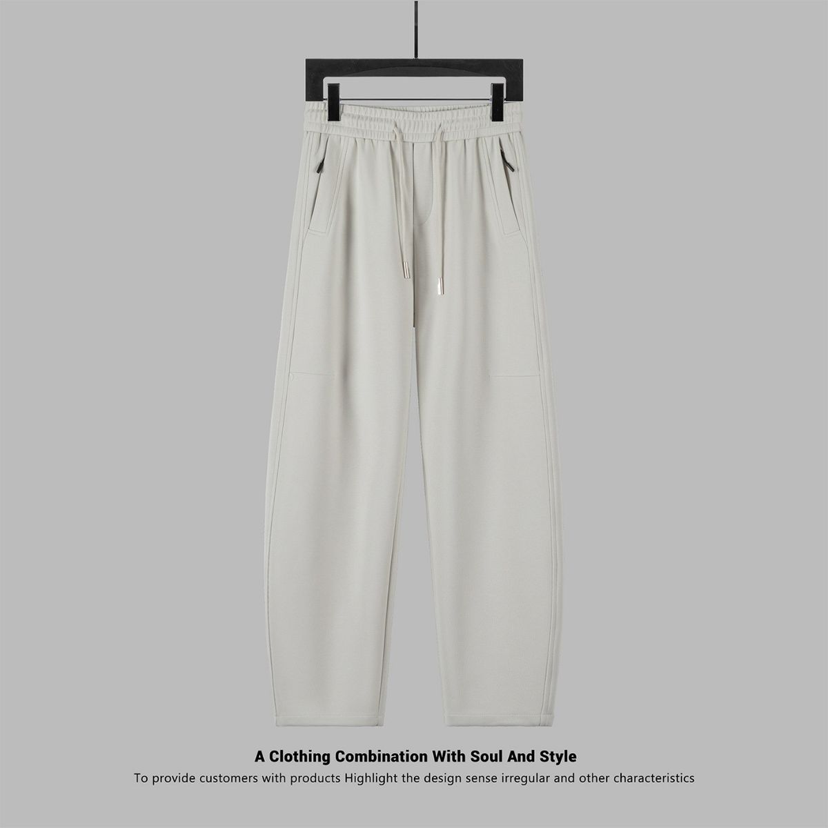 Men's Clothing Wide-Leg Jogger Pants - Spring Casual Trousers With Curved Hem - Heavyweight Cotton Blend Relaxed Fit Sweatpants_viptrois.com