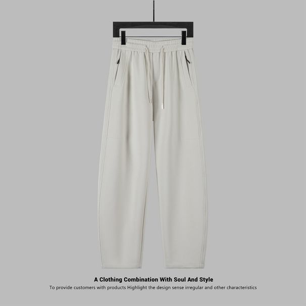 Men's Clothing Wide-Leg Jogger Pants - Spring Casual Trousers With Curved Hem - Heavyweight Cotton Blend Relaxed Fit Sweatpants_viptrois.com