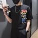 2025 Summer New Short Korean Edition Slim Fit Printed Youth Half Sleeved T-shirt Men's Top_viptrois.com