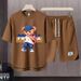Men's Clothing 2024 Waffle Casual Summer Suit Men's Loose Teen Short sleeved T shirt Shorts Handsome Two piece Suit_viptrois.com