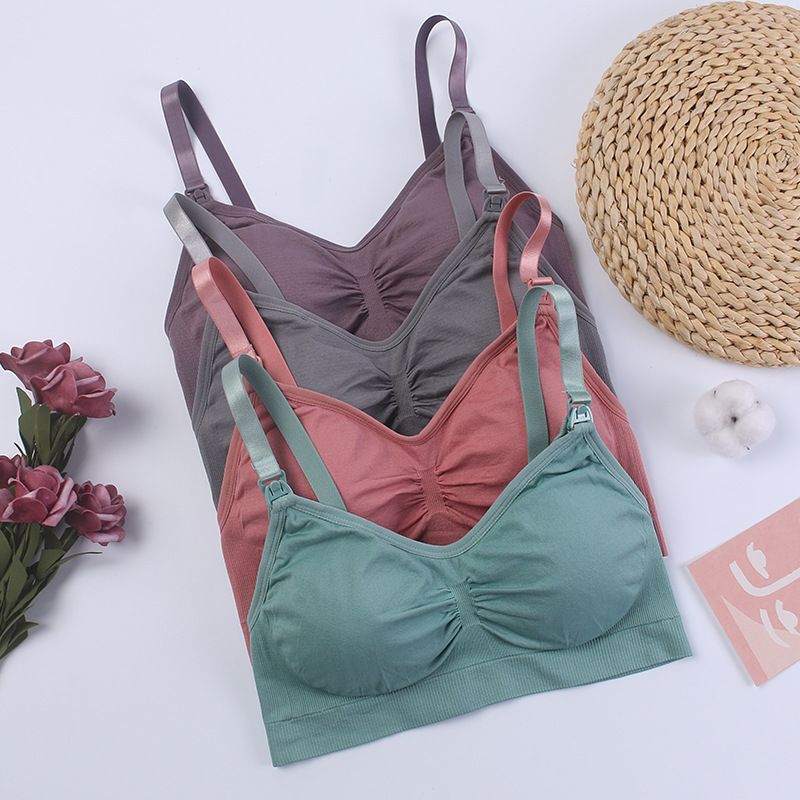 (Pack of 3) Breastfeeding Bra Open Buckle No Steel Ring Underwear Pregnant Women Gather Nursing Bra with Breast Pad_viptrois.com