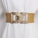 Women's belt decorative dress shirt Square metal buckle jute wide belt_viptrois.com