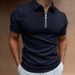 Men's Summer Polo Shirt With Zip Detail - Breathable Slim Fit Short Sleeve Top In Solid Colors Lightweight & Breathable Fabric_viptrois.com