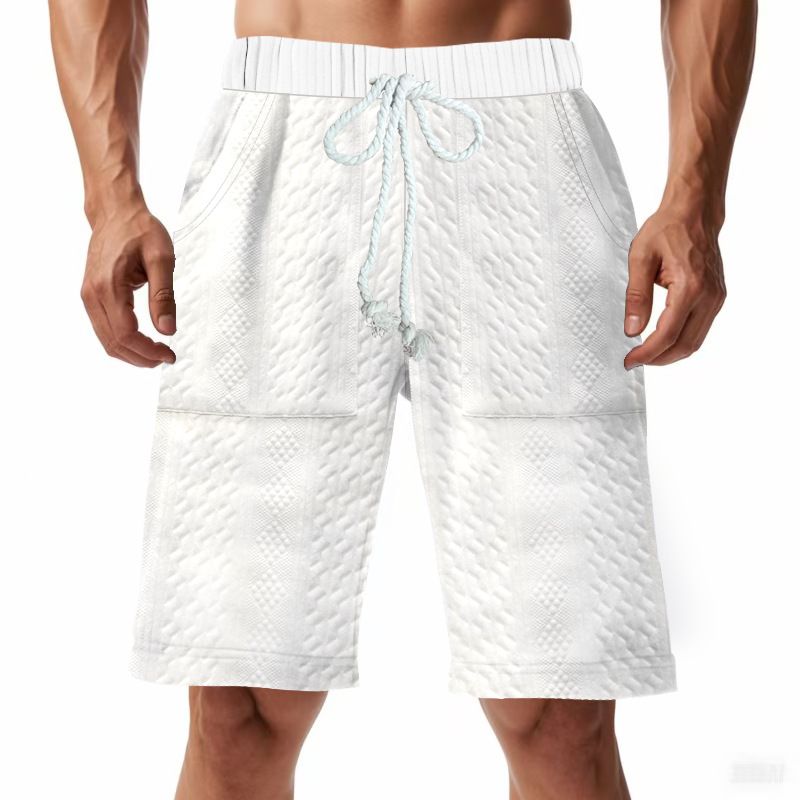 Men's Clothing Men's Heavy Knitted Jacquard Shorts Summer Trend High Street Casual Loose Fit Style For Formal & Casual_viptrois.com