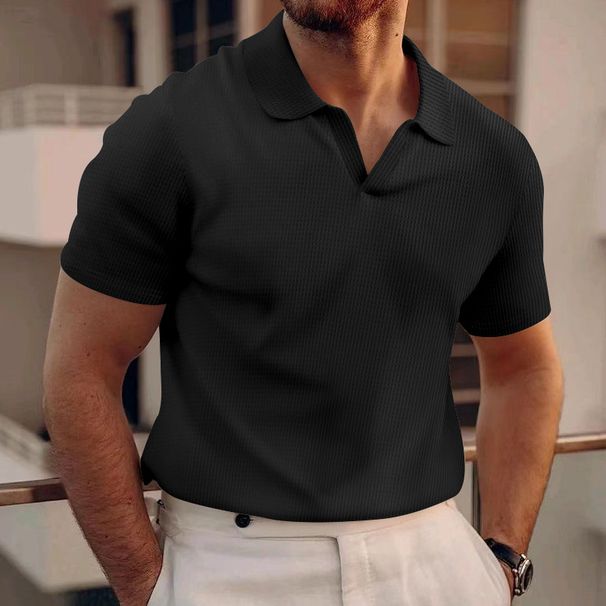 Men's Clothing New T Shirt Men's Heavy Waffle Oversize Solid Color Casual Short Sleeve_viptrois.com