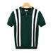 Korean Style Slim Fit Men's T-Shirt Ice Silk Material Vertical Stripes Lapel Short Sleeve Business Casual Top For Youth_viptrois.com