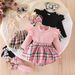 Mother & Kids Chic Knit Sleeveless Bodysuit & Socks Set For Baby Girls - Soft Cotton 3-Piece Outfit With Headband (Black/Khaki/Pink, 0-18M)_viptrois.com