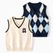 XUANMU Autumn Baby Boy Sweater Vest Sleeveless Children Boy Knitwear Argyle Plaid V-collar Toddler Boy Pullover Sweater XB032_viptrois.com