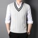 Men's Wool Blend Knit Vest Sleeveless V-Neck Slim Fit Casual Pullover Sweater For All Seasons_viptrois.com