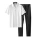 Men's Clothing Summer Ultra Thin Silky Ice Silk High End Seamless Glued Short Sleeved Shirt Suit Men's Business Casual Sports Two Piece Suit_viptrois.com