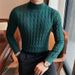 Half High Neck Thick Sweater For Men, Versatile For Autumn And Winter, Solid Color Knit Sweater, Base Sweater, Pullover_viptrois.com