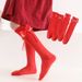 Kid's Clothing Children's Socks Autumn And Winter National Style Trend Bow Big Red Calf Socks Girls Princess Style New Year Red Cotton Socks_viptrois.com