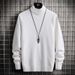 Men's Half-High Collar Sweater – Autumn/Winter Knit Pullover (White, Black, Burgundy, Sizes M-3XL)_viptrois.com