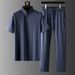 Men's Clothing Light Luxury Business Casual Ice Silk Suit Men's Summer Casual Short Sleeved Thin Striped Two Piece Suit Men's Clothing_viptrois.com