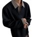 Houndstooth Collar Long Sleeve T-Shirt Men's Summer Trendy Brand High-End Polo Sweatshirt American Retro Base Shirt_viptrois.com