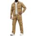 Men's Casual Fashion Jacket & Pants Set - Slim Fit Workwear Two-Piece Outfit For Streetwear & Daily Wear (Black, Khaki, Navy)_viptrois.com