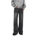 Men's Clothing American High Street Vibe Lightning Crackle Pattern Cleanfit Wide Leg Flared Jeans For Men_viptrois.com