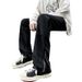 Loom Retro Jeans For Men, European And American High Street Vibe Style, Black Stretch Loose Straight Casual Pants_viptrois.com