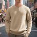Men's Casual Sweatshirt - Relaxed Fit Crewneck Pullover With Mini Check Pattern | Soft Cotton Blend, Thickened For Spring/Fall_viptrois.com