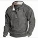 2025 Long Sleeved Casual With Standing Collar, Front Zipper Velvet Sweatshirt For Spring And Autumn, Men's Top_viptrois.com