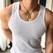 Men's Clothing Solid Color Threaded Vest For Men, White Base T Shirt, Sleeveless Waistcoat, Tight Fitting And Versatile Fitness Vest_viptrois.com