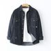 2025 Spring New Mercerized Denim Shirt Men's Quality Big Cow Thin Loose Lapel Primary Color Denim Shirt Men's_viptrois.com