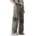 Men's Clothing Thai King Men's Wear 2024 Retro Autumn and Winter Spray Paint Multi Pocket Loose Casual Mopping Pants Men's Trousers_viptrois.com