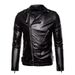 Casual Men Jacket Slim Fit PU Leather Solid Color Coat With Diagonal Zipper Belt Adjustment Windproof Coat For Daily Wear_viptrois.com