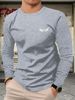 Men's Long Sleeved Round Neck Black T-shirt Top Loose 100 Cotton_viptrois.com