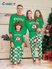 Christmas deer letter plaid Christmas family print home dress pajamas_viptrois.com