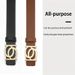 2025 New Women's Belt, Fashionable Belt With Gold Buckle, Leisure, Personalizable, Double Round Button, PU Leather Belt, Paired With Jeans_viptrois.com