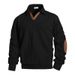 Men's Clothing Men's V-Neck Pullover Sweatshirt – Stylish Casual Long Sleeve Top With Lapel Collar For Everyday Wear (S-3XL, Black/Khaki/Brown)_viptrois.com