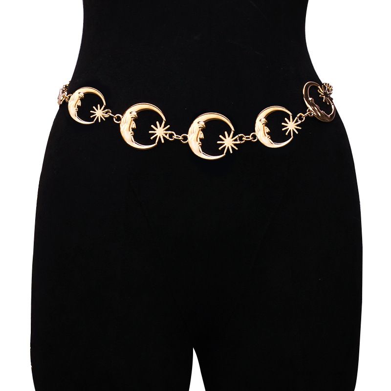 Foreign Trade Waist Chain Women's Metal Sunflower Belt Body Chain European and American Cross-border Atmosphere Adjustable dress Waist_viptrois.com