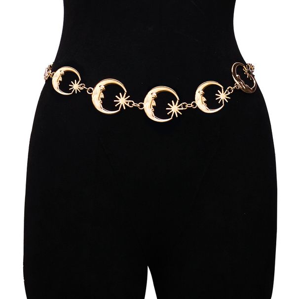 Foreign Trade Waist Chain Women's Metal Sunflower Belt Body Chain European and American Cross-border Atmosphere Adjustable dress Waist_viptrois.com