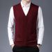 Men's Wool Blend V-Neck Sleeveless Vest Sweater - Plaid & Camouflage Patterns, Slim Fit, Casual & Versatile For Autumn_viptrois.com