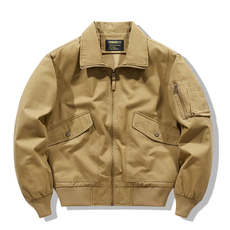Men’s Lightweight Workwear Jacket – Breathable Cotton Shell With Utility Pockets (M-4XL, Black/Army Green/Khaki)_viptrois.com